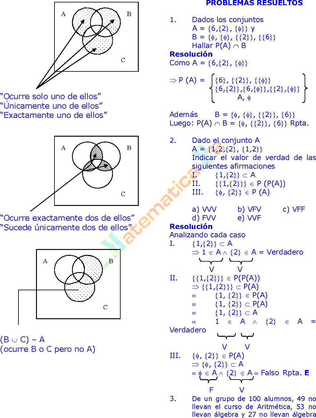 Primer ejemplo de conjuntos con Diagramas de Venn